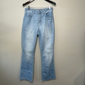 L' Agence 29 Ruth High-Rise Straight Leg Jeans Blue Raw Hem Straight Omaha Light